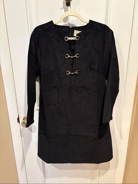 Flora Bea NYC Classic , Black Women's Shift Dress with Gold horsebit Hardware